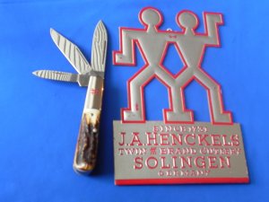 Vintage, NOS, Zwilling  J A Henckels 3 Blade Barlow (HK-26-S) with Premium Stag Handles & Orig Box