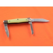 Vintage Camillus Yello-Jacket 3 Blade Swell Center Stockman -Yellow Derlin Handles -Great Blade Etch