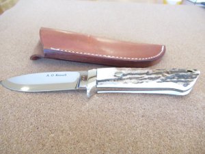 A. G. Russell Loveless Design Stag Handle Fixed Blade  