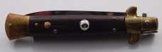 Frank Beltrame Rostfrei "B" Stiletto, Wood Covers, 1970, Never Sharpened or Brass Polished (762) Frank Beltrame Rostfrei "B" Stiletto, Wood Covers, 1970, Never Sharpened or Brass Polished (762)