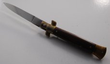 Frank Beltrame Rostfrei "B" Stiletto, Wood Covers, 1970, Never Sharpened or Brass Polished (762) Frank Beltrame Rostfrei "B" Stiletto, Wood Covers, 1970, Never Sharpened or Brass Polished (762)