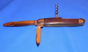 Vintage E Bruckmann (MANN) 2 Blade Equal End Bartender or Camping Pocket Knife +Corkscrew– Solingen