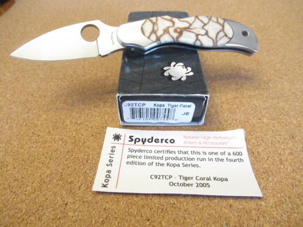 Spyderco Kopa Series Pattern # C92TCP One of 600 Spyderco Kopa Series Pattern # C92TCP One of 600