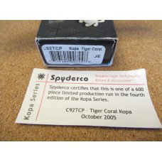 Spyderco Kopa Series Pattern # C92TCP One of 600 Spyderco Kopa Series Pattern # C92TCP One of 600