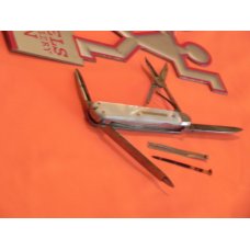 Antique Long Arm Twins J A Henckels 6 Blade/Tool Pocket Knife w/ Fiery Mother of Pearl Handles