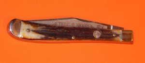 Boker Tree Brand Classic Mdl# 4093 -1 Blade Slimline Trapper w Great Stag Handles Frosted Blade Etch