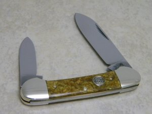 Bulldog Brand Solingen Germany Pit Bulls Trade Mark Marbled Canoe Knife c.1995
