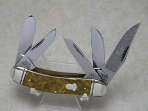 Bulldog Brand Solingen Germany "Pit Bulls Trade Mark" Etch Gold Dust 5 Blade Sowbelly Knife c.1993