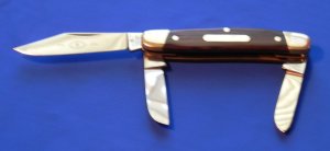 Vintage J A Henckels 3 Blade Stockman Pocket knife with Wood Handles & Blade Etch -  NOS