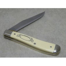 Schrade USA SC503 Trout Scrimshaw Linerlock Trapper Knife in Box c. 1979 Schrade USA SC503 Trout Scrimshaw Linerlock Trapper Knife in Box c. 1979