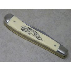 Schrade USA SC503 Trout Scrimshaw Linerlock Trapper Knife in Box c. 1979 Schrade USA SC503 Trout Scrimshaw Linerlock Trapper Knife in Box c. 1979