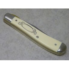 Schrade USA SC503 Trout Scrimshaw Linerlock Trapper Knife in Box c. 1979 Schrade USA SC503 Trout Scrimshaw Linerlock Trapper Knife in Box c. 1979