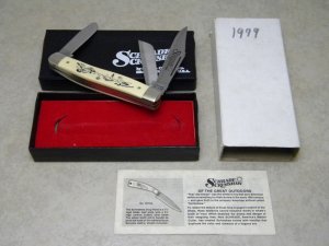 Schrade USA SC505 Seagulls Scrimshaw Stockman Knife in Box c. 1979