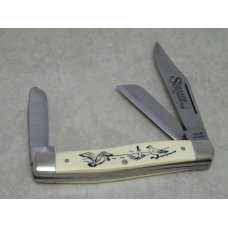 Schrade USA SC505 Seagulls Scrimshaw Stockman Knife in Box c. 1979 Schrade USA SC505 Seagulls Scrimshaw Stockman Knife in Box c. 1979