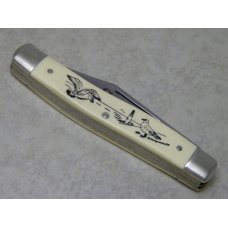 Schrade USA SC505 Seagulls Scrimshaw Stockman Knife in Box c. 1979 Schrade USA SC505 Seagulls Scrimshaw Stockman Knife in Box c. 1979