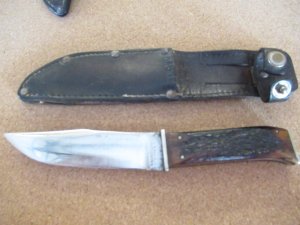 Union Cutlery  Oleans NY Bone Handle Fixed Blade  Used