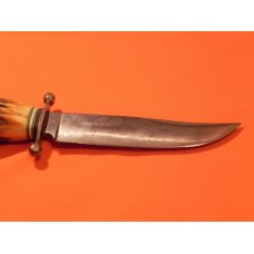 Vintage Hubertus Fixed Blade Hunter with Very Nice Stag Handles & Rare Indian Head Figure Vintage Hubertus Fixed Blade Hunter with Very Nice Stag Handles & Rare Indian Head Figure