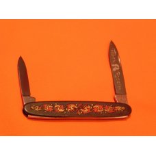Fight’n Rooster Handmade Equal End Pocket Knife with Beautiful Yellow and Orange Decorative  Handles
