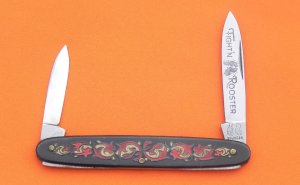 Fight’n Rooster Handmade Equal End Pocket Knife with Beautiful Yellow and Orange Decorative  Handles