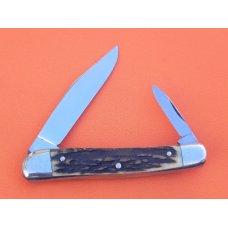 Vintage J A Henckels 2 Blade, 1/2 Serpintine Whittler Pocke tKnife with Stag Handles -Unused Vintage J A Henckels 2 Blade, 1/2 Serpintine Whittler Pocke tKnife with Stag Handles -Unused