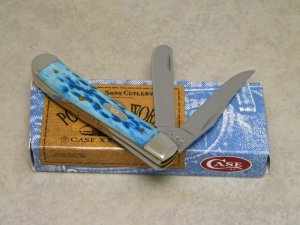 Case XX USA 2007 Caribbean Blue Bone 6207 SS Mini Trapper Knife in Box