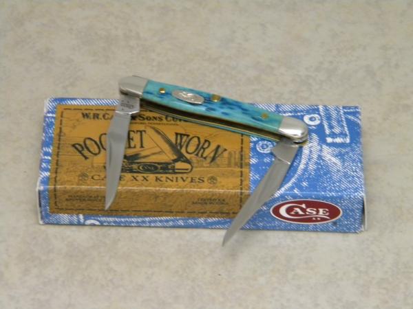 Case XX USA 2007 Pocket Worn Caribbean Blue Bone SS Tiny Muskrat Knife in Box Case XX USA 2007 Pocket Worn Caribbean Blue Bone SS Tiny Muskrat Knife in Box