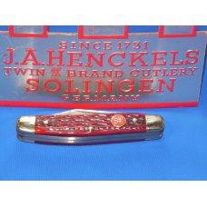 Vint J A Henckels Stockman, HK-2-B Pocket Knife w Great Dark Red Pickbone Handles & Frost Blade Etch Vint J A Henckels Stockman, HK-2-B Pocket Knife w Great Dark Red Pickbone Handles & Frost Blade Etch