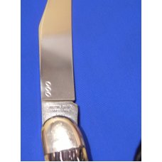 Vintage 1993 Bull Dog Brand Long Horn ToothPick Pocket Knife w/ Green Pick Bone Handles +Blade Etch Vintage 1993 Bull Dog Brand Long Horn ToothPick Pocket Knife w/ Green Pick Bone Handles +Blade Etch
