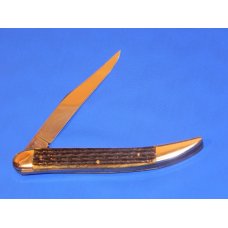 Vintage 1993 Bull Dog Brand Long Horn ToothPick Pocket Knife w/ Green Pick Bone Handles +Blade Etch Vintage 1993 Bull Dog Brand Long Horn ToothPick Pocket Knife w/ Green Pick Bone Handles +Blade Etch