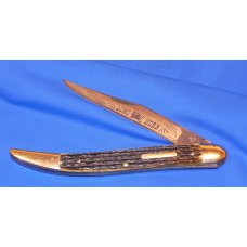 Vintage 1993 Bull Dog Brand Long Horn ToothPick Pocket Knife w/ Green Pick Bone Handles +Blade Etch Vintage 1993 Bull Dog Brand Long Horn ToothPick Pocket Knife w/ Green Pick Bone Handles +Blade Etch