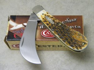 Case XX USA 2011 Amber Bone 61011 SS Hawkbill Knife in Box
