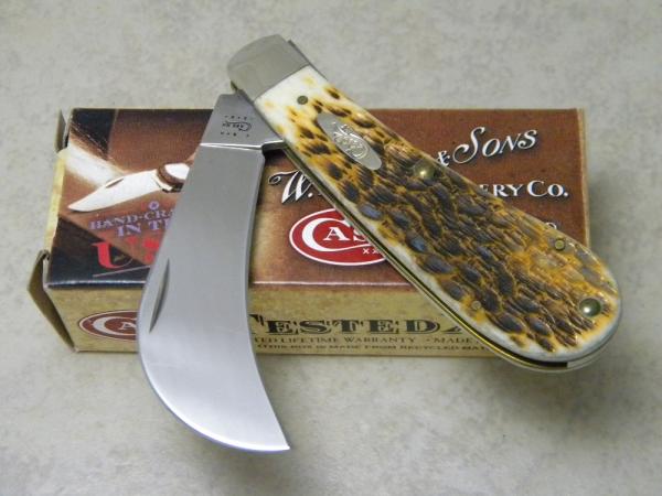 Case XX USA 2011 Amber Bone 61011 SS Hawkbill Knife in Box Case XX USA 2011 Amber Bone 61011 SS Hawkbill Knife in Box
