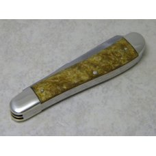 Bulldog Brand Solingen Germany Pit Bulls Trade Mark Gold Marbled Dogleg Trapper Knife c.1993 Bulldog Brand Solingen Germany Pit Bulls Trade Mark Gold Marbled Dogleg Trapper Knife c.1993