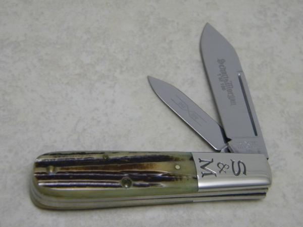 Schatt & Morgan Titusville PA by Queen Cutlery USA Bone 042269 Barlow Knife Schatt & Morgan Titusville PA by Queen Cutlery USA Bone 042269 Barlow Knife