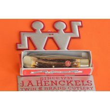 Vintage, NOS, J A Henckels 2 Blade Trapper with Premium Stag Handles & Blade Etch +Orig Box Vintage, NOS, J A Henckels 2 Blade Trapper with Premium Stag Handles & Blade Etch +Orig Box