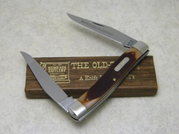 Schrade USA 77OT Old Timer Delrin Improved Muskrat Knife in Box