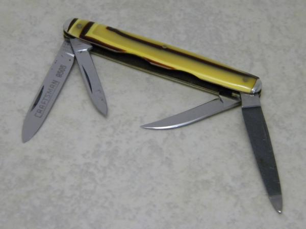 Schrade Walden NY USA Butter & Molasses Craftsman 9505 Etched 4 Blade Pen Knife Schrade Walden NY USA Butter & Molasses Craftsman 9505 Etched 4 Blade Pen Knife