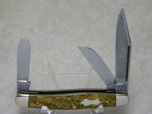 Bulldog Brand Solingen Germany Pit Bulls Trade Mark Marbled Stockman Knife c.1993