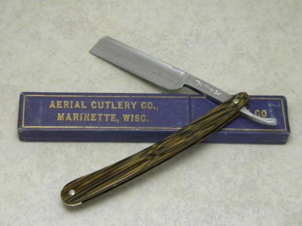 Vintage Aerial Cutlery Co. Marinette, Wisconsin "Go Wan Go" Straight Razor in Box Vintage Aerial Cutlery Co. Marinette, Wisconsin "Go Wan Go" Straight Razor in Box