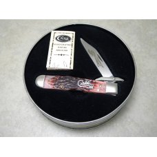 Case XX USA 2002 Cranberry Bone 6111 1/2L SS Cheetah Knife - New in Tin Case XX USA 2002 Cranberry Bone 6111 1/2L SS Cheetah Knife - New in Tin