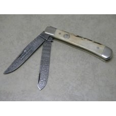 Boker Solingen, Germany Bone Damascus II Stag Serial No. 003 Trapper Knife - NIB Boker Solingen, Germany Bone Damascus II Stag Serial No. 003 Trapper Knife - NIB