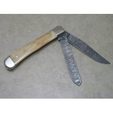 Boker Solingen, Germany Bone Damascus II Stag Serial No. 003 Trapper Knife - NIB Boker Solingen, Germany Bone Damascus II Stag Serial No. 003 Trapper Knife - NIB