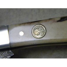 Boker Solingen, Germany Bone Damascus II Stag Serial No. 003 Trapper Knife - NIB Boker Solingen, Germany Bone Damascus II Stag Serial No. 003 Trapper Knife - NIB