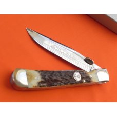 Boker Tree Brand Single 1 Trapper w/ Thumb Assist Open & Close +Great Stag Handles Plus Blade Etch Boker Tree Brand Single 1 Trapper w/ Thumb Assist Open & Close +Great Stag Handles Plus Blade Etch