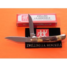 J A Henckels Copperhead Pocket Knife w/ Great Stag Handles! NOS with Henckels Box J A Henckels Copperhead Pocket Knife w/ Great Stag Handles! NOS with Henckels Box