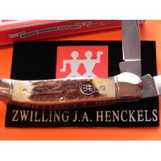 J A Henckels Copperhead Pocket Knife w/ Great Stag Handles! NOS with Henckels Box J A Henckels Copperhead Pocket Knife w/ Great Stag Handles! NOS with Henckels Box
