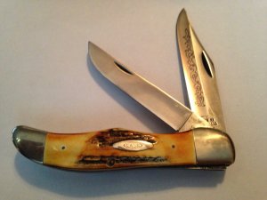 Case xx 5265 sab ssp (three dots) stag handle, engraved blade 