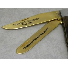 Case USA 1986 Great American Statesman Franklin D. Roosevelt 6254 Bone Trapper Knife & Coin in Box 