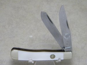 Hen & Rooster Bertram Cutlery Solingen Germany 312 Damascus Pearl Trapper Knife