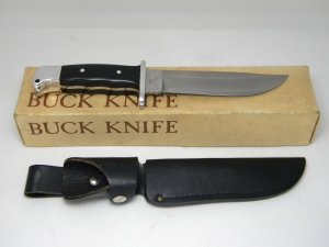 Buck 124 USA Black Micarta Frontiersman Fixed Blade Hunting Sheath Knife c.1968-1973